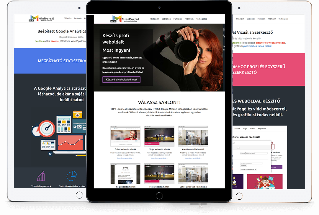 Miniportal ingyenes weboldal készítő